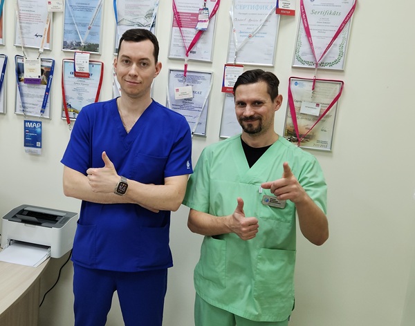 Хирург флеболог Петров Константин Юрьевич из Москвы с Раскиным В.В. после мастер-класса